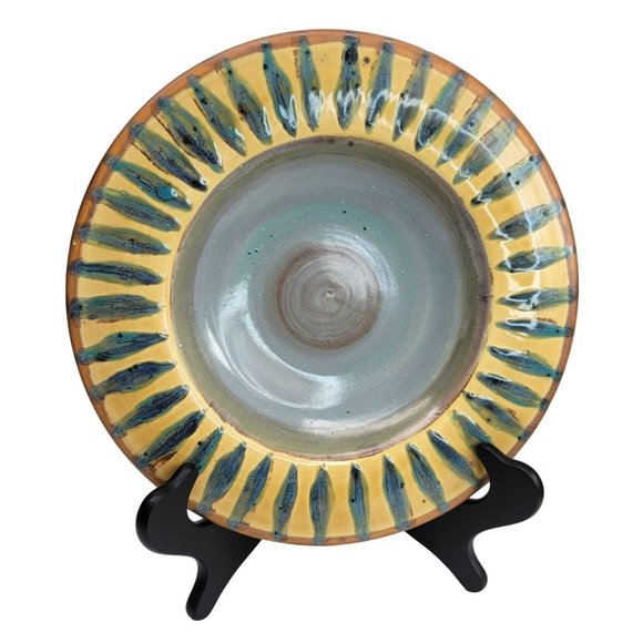Sooz Glazebrook Art Pottery Bowl Plate Wild Daisy Signed Cypress Swirl JS8134 - Picture 1 of 8